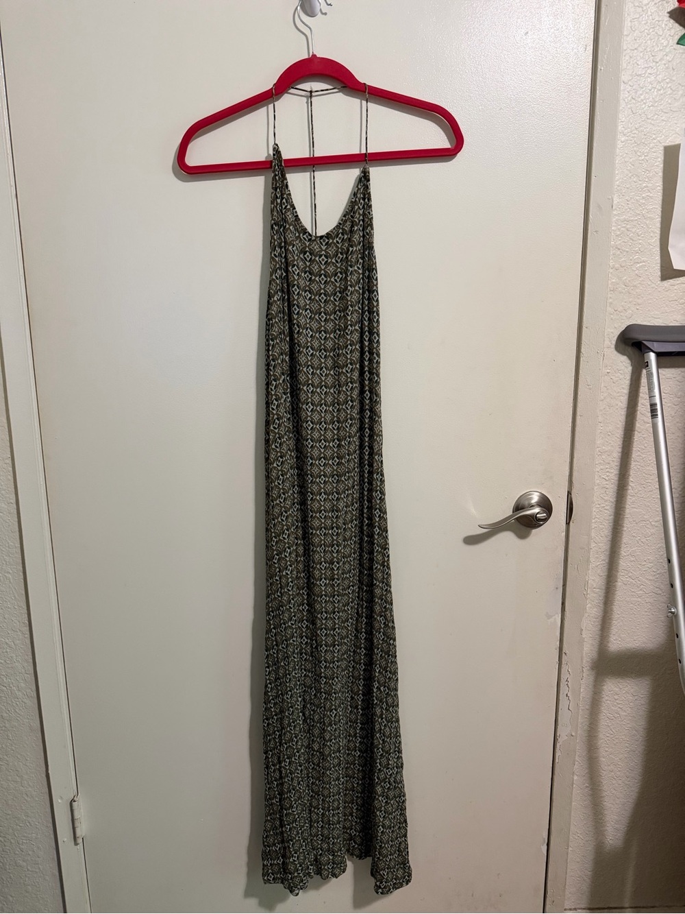Swell Olive-Tone Printed Maxi Slip Dress